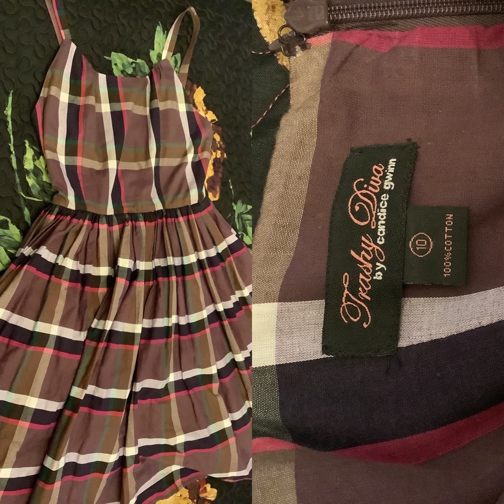 Trashy Diva brown plaid Annette dress size 10 - Picture 1 of 5